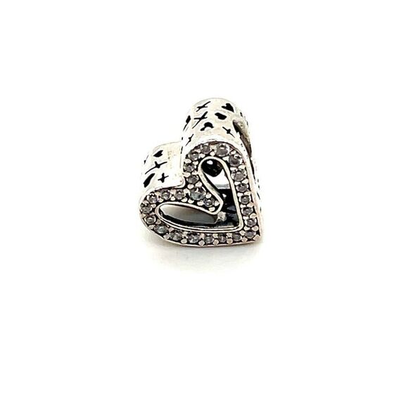 Pandora Pave Cz Heart Cut-Out Charm - Picture 1 of 4